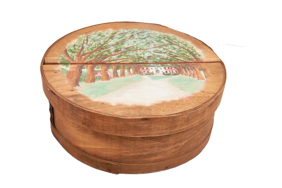 Beautifully Folk Painted Cheese Box