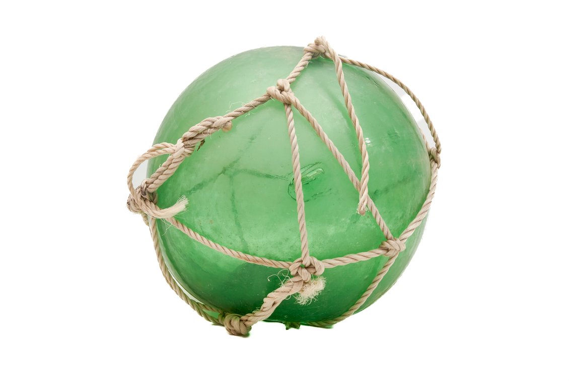 Vtg Japanese Green Blown Glass Net Float