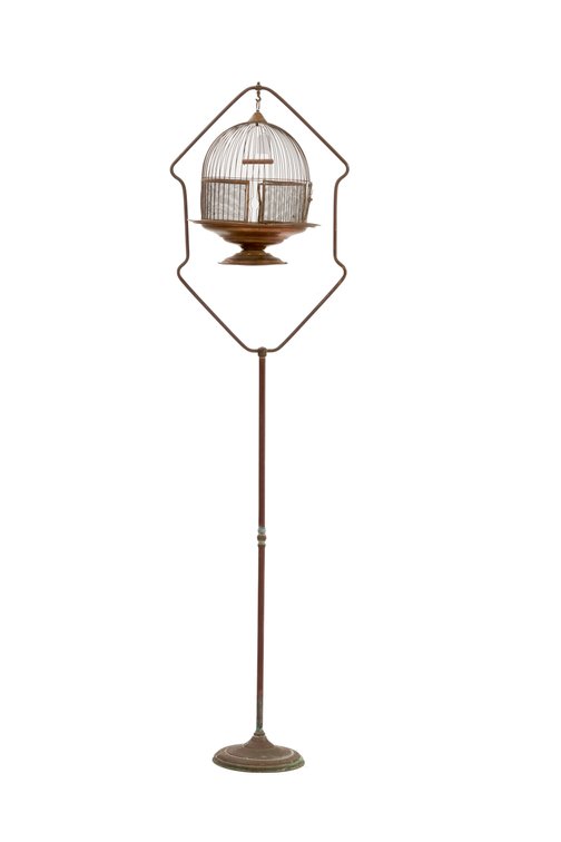 1923 Brass Bird Cage with Stand