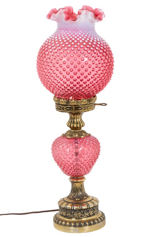 Fenton Hobnail Cranberry Lamp