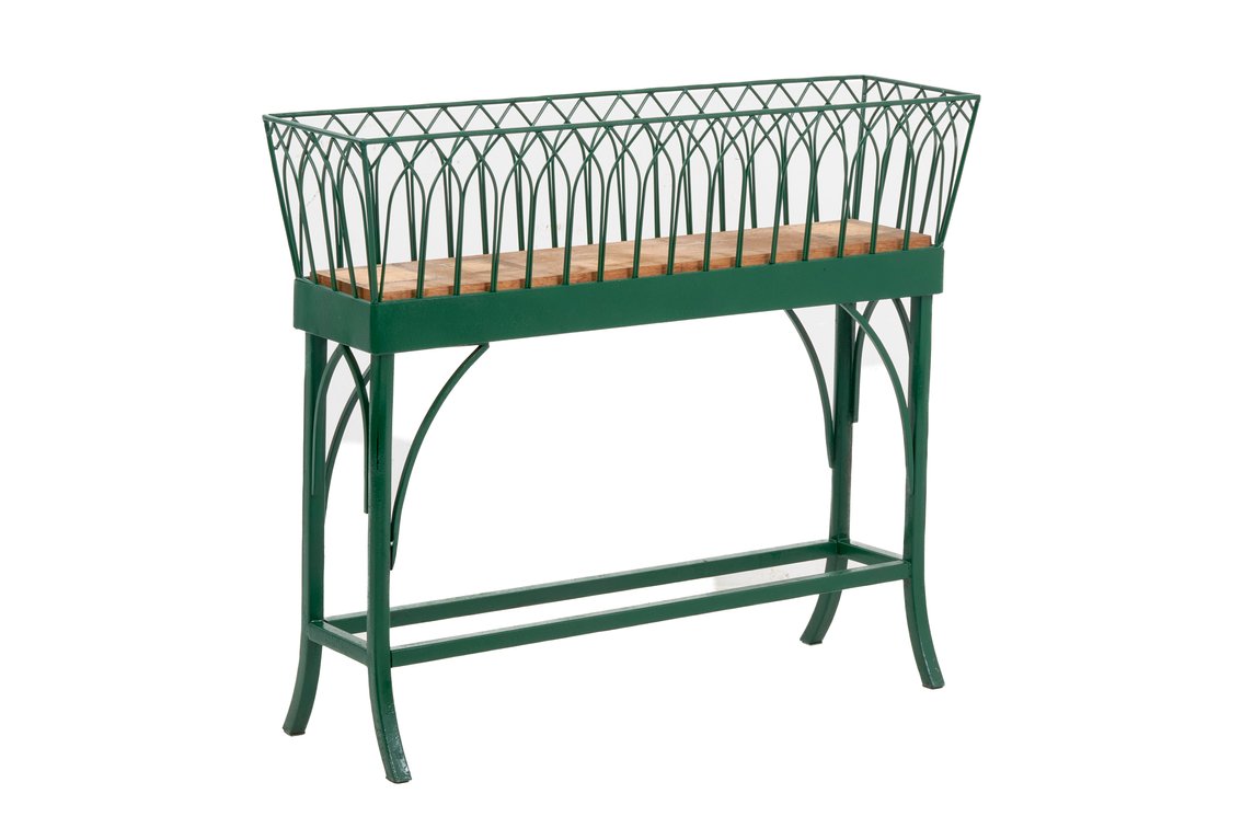 Vtg Green Metal Free Standing Raised Flower Bed
