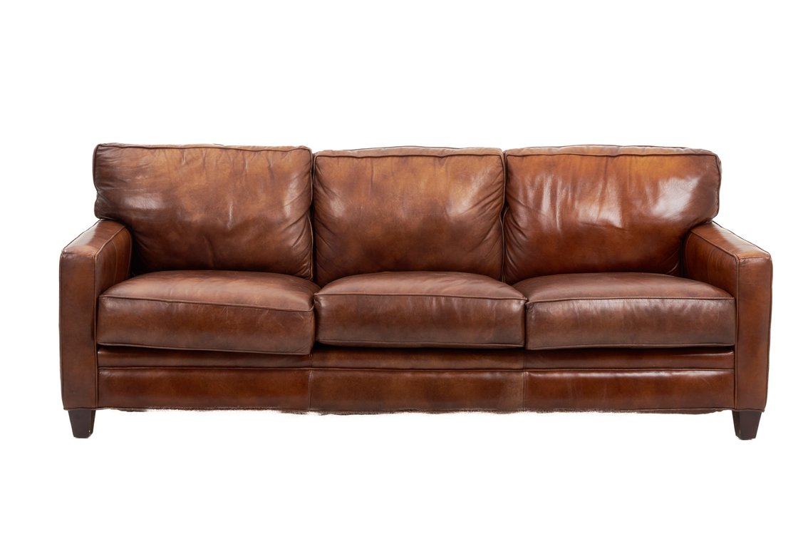 Brown Leather 3 Seat Sofa Couch