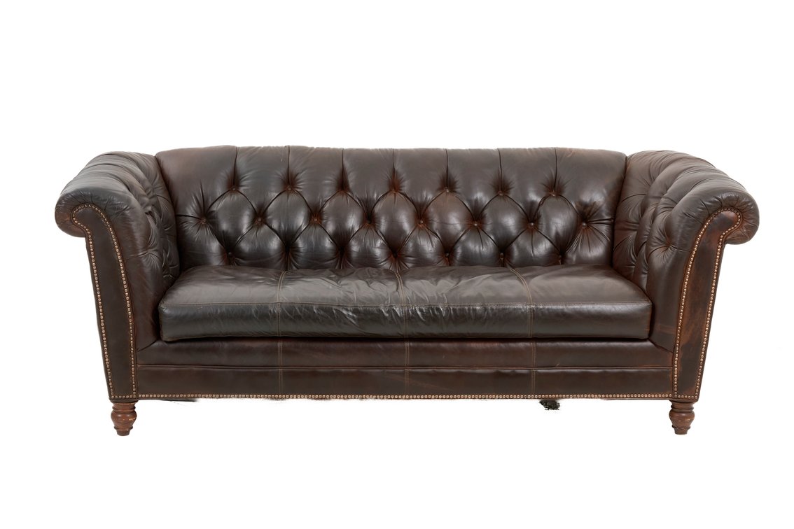 Lexington- Trump- Brown Leather Tufted Back Sofa