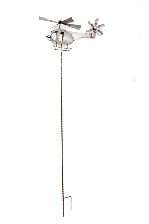 Welded Metal Helicopter Whirligig Lawn Art