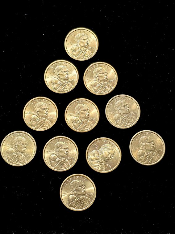11 Sacagawea Dollar Coins with Various Dates