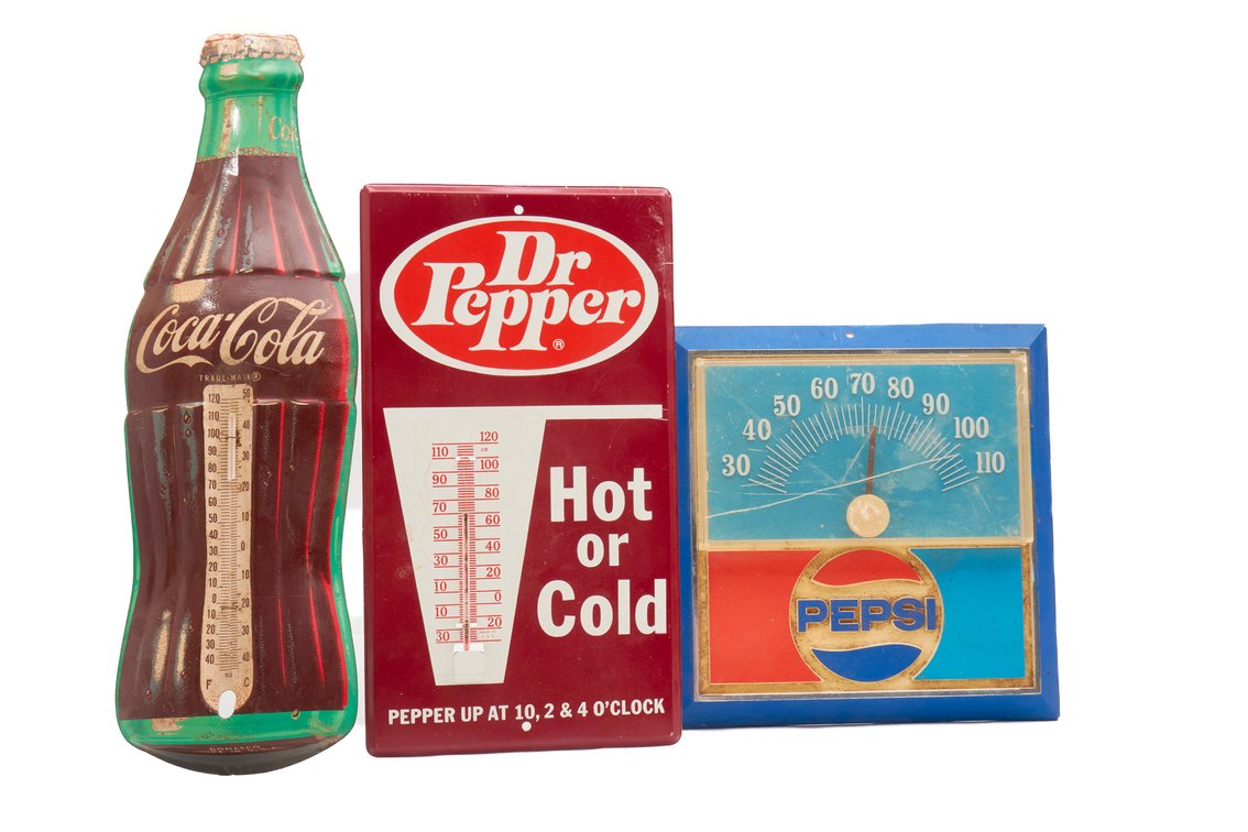 Three Soda Wall Thermometers
