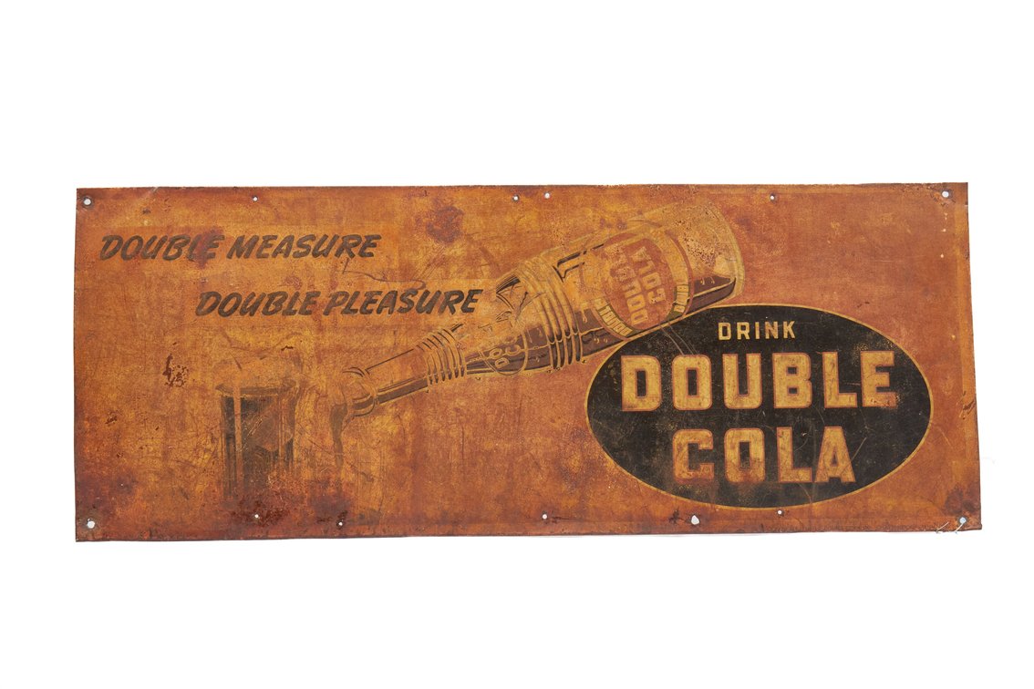 1930-40's Double Cola Metal Sign