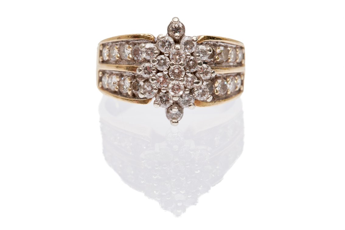 10K Y. Gold Cocktail Ring W/ Diamonds- 8.02 G
