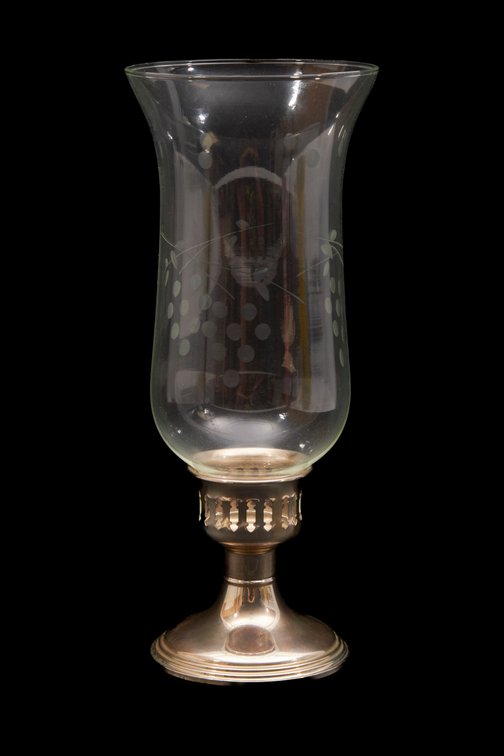Sterling Silver Candle Stick With Glass Globe