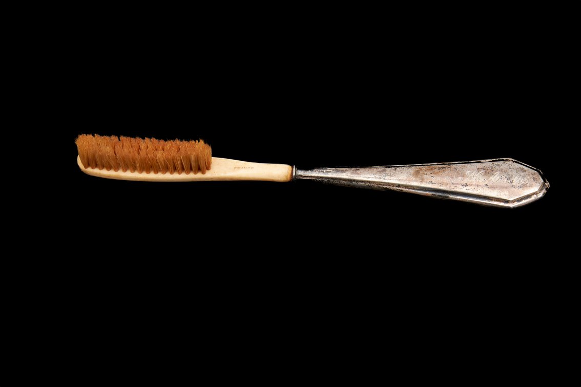 French Sterling Silver & Bone Brush- 26.39 G