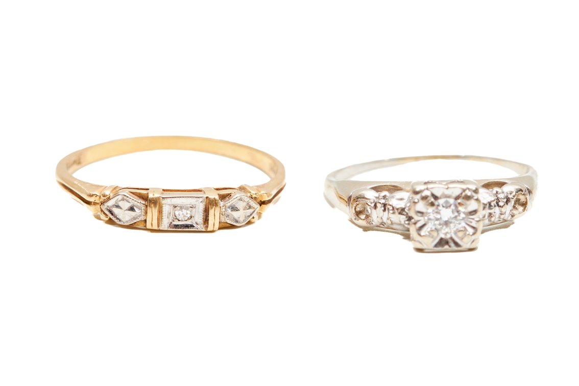 Two- 14K Gold Rings W/ Diamonds- 2.77 G