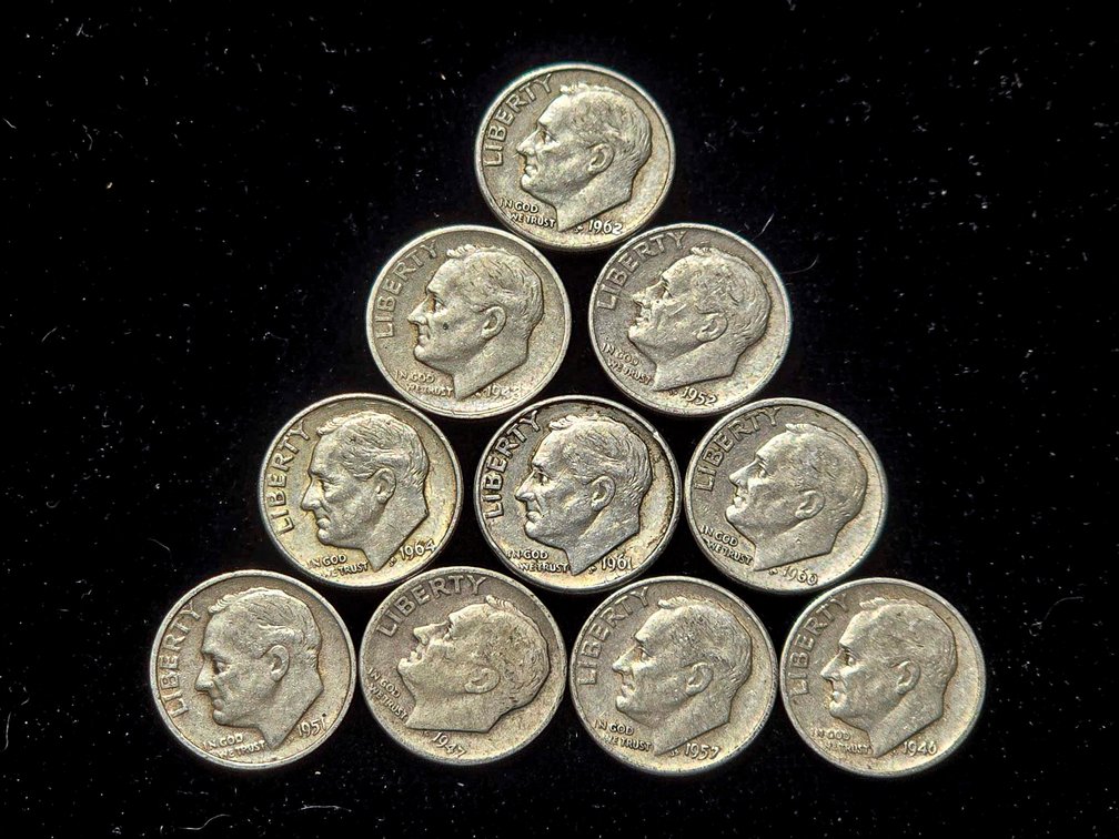 10 Silver Roosevelt Dimes