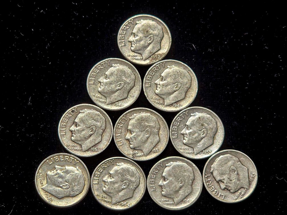 10 Silver Roosevelt Dimes