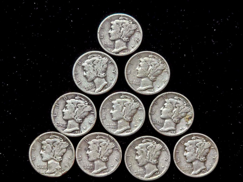 10 U.S. Mercury Dimes