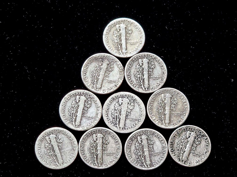 10 U.S. Mercury Silver Dimes