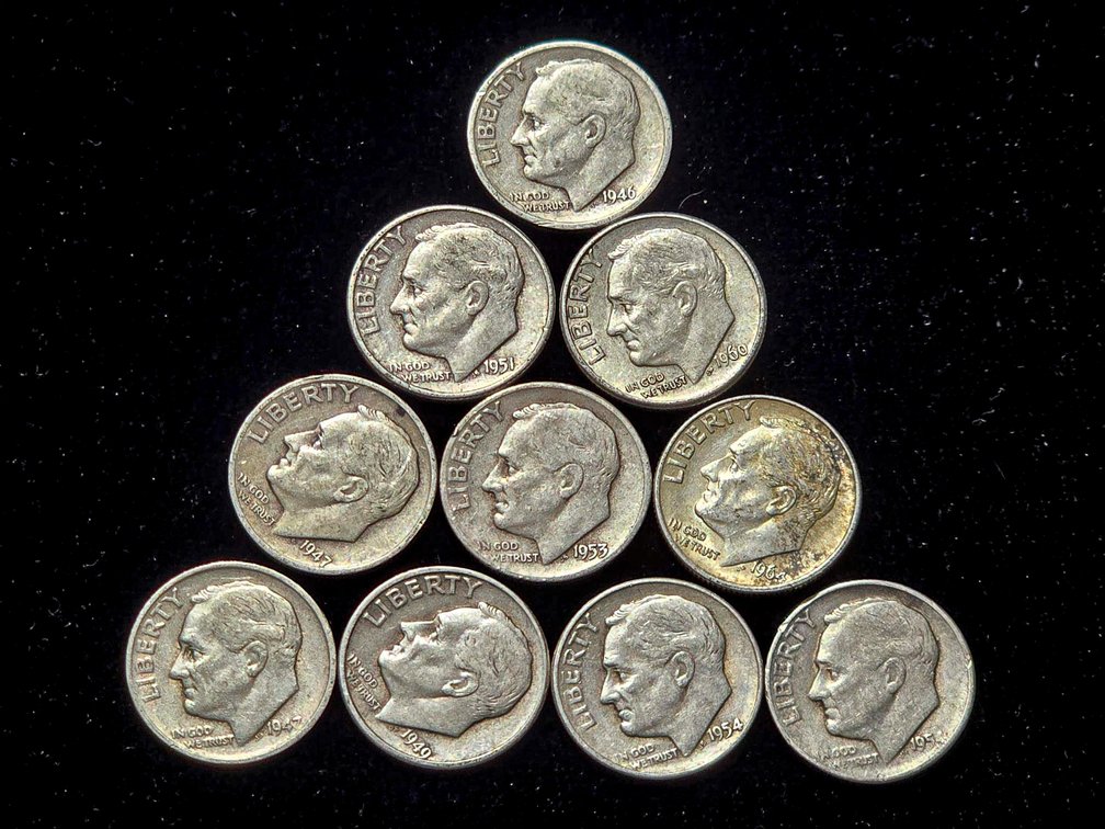 10 Silver Roosevelt Dimes