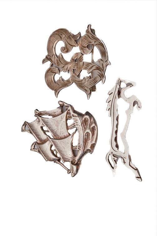 3- Sterling Silver Brooches- 33.12 G