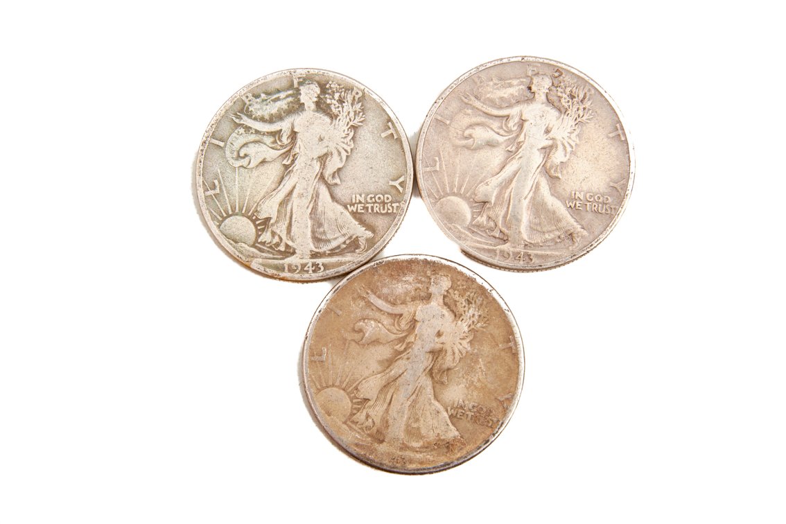 3 x Walking Liberty Silver Half Dollars- 90%