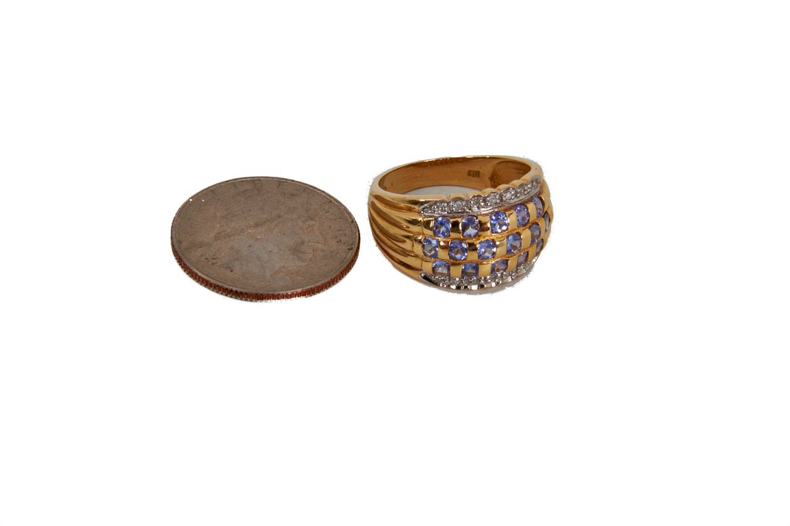 14K Y. Gold Ring With Gemstones- 6.48 G