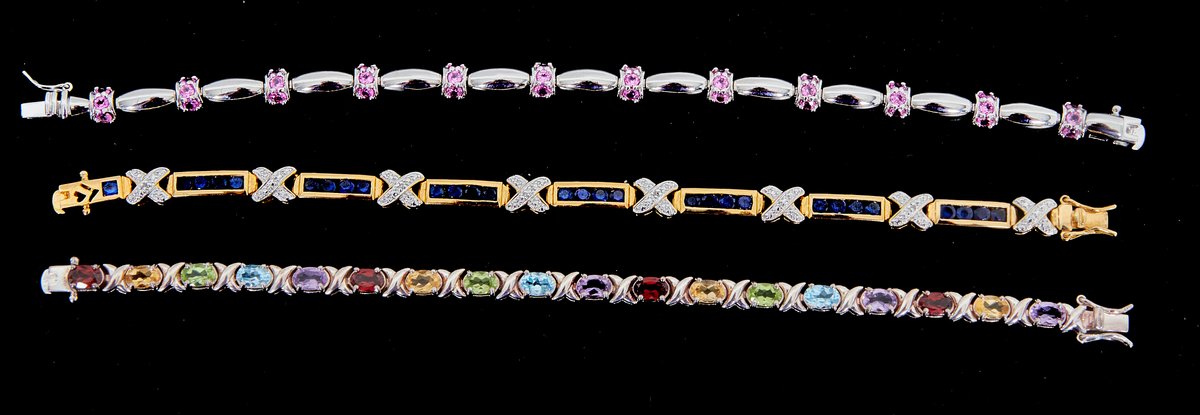 3 Sterling Silver Tennis Bracelets- 42.97 G