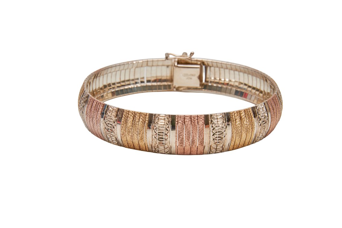 Tri-Color Sterling Silver Bracelet- 19.11 G