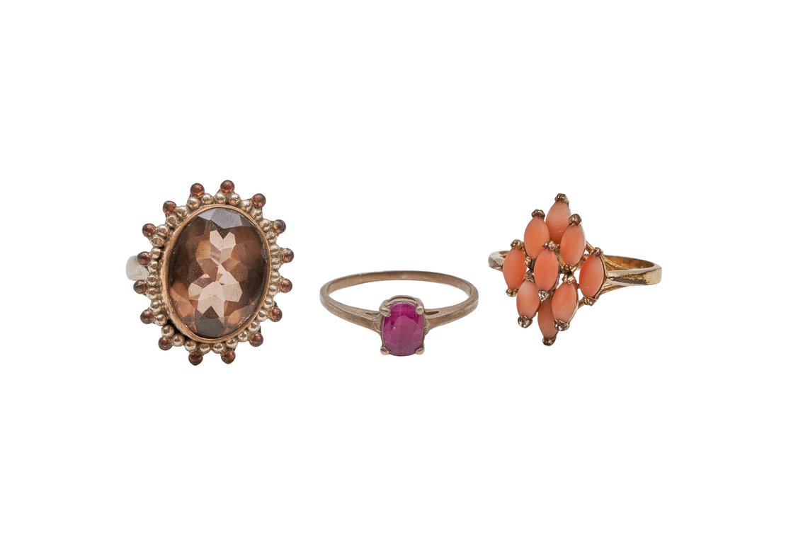 3 Sterling Silver & Gemstone Rings- 12.13 G
