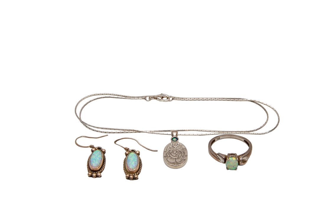 Sterling Silver & Opal Jewelry- 10.02 G