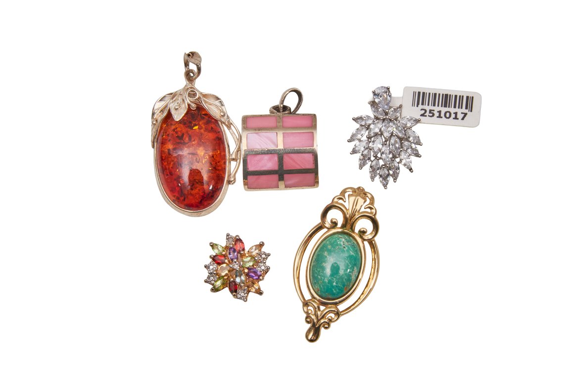 Five Sterling Silver Pendants- 35.16 G