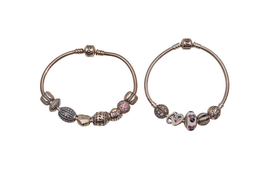 2 Pandora Bracelets- Sterling Silver- 67.84 G