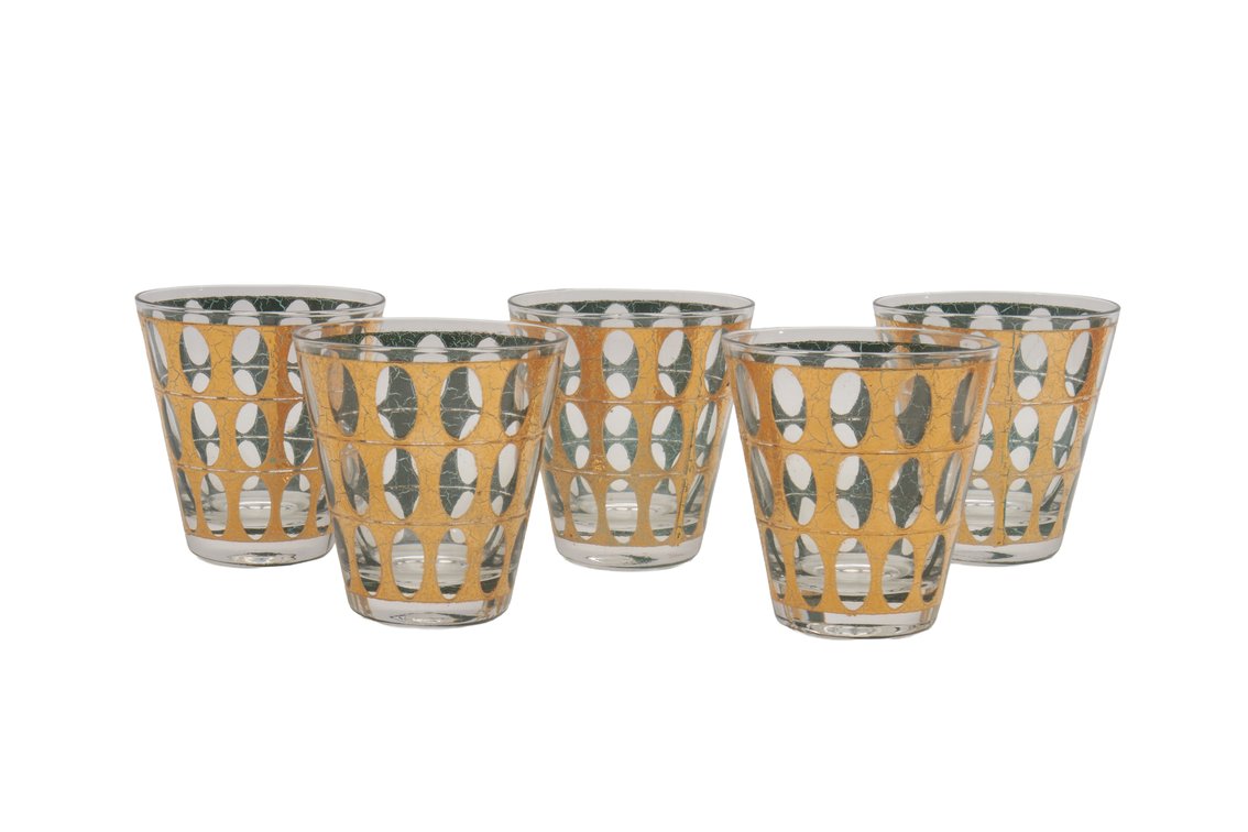 Five- 60's Culver Dbl Old Fashioned Glasses