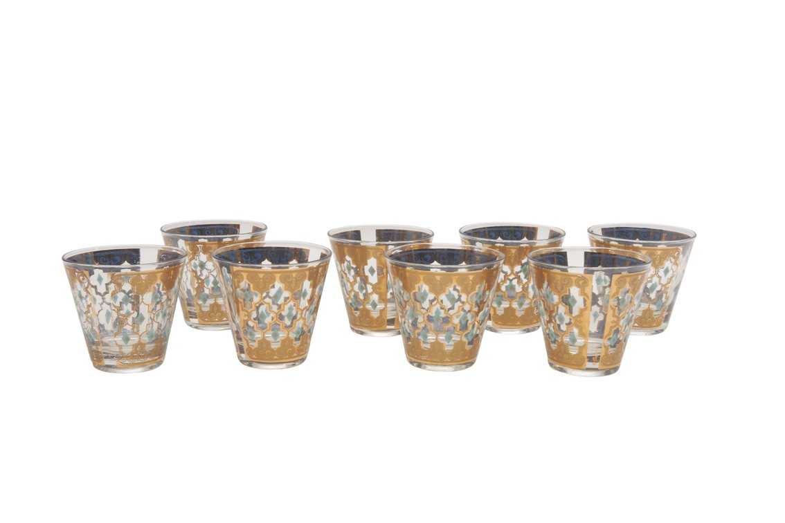 8- 60's Culver Dbl Old Fashioned Glasses