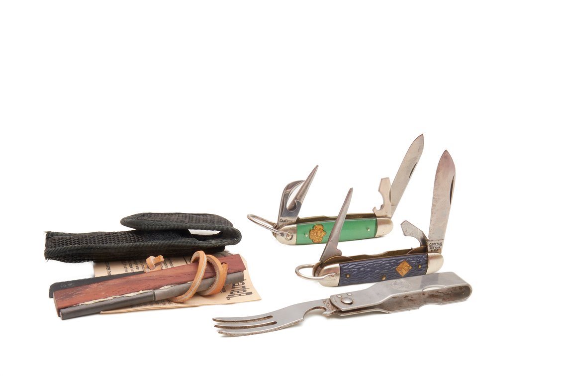 Vintage Cub/Girl Scout Knives, Fork & Firestarter