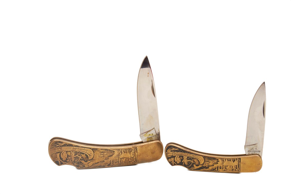 Two- Compass Industries- Wild West Brass Knives