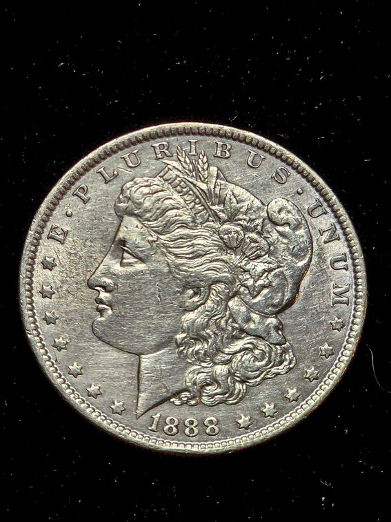 1888 Morgan Silver Dollar Coin, Estimated AU Condition