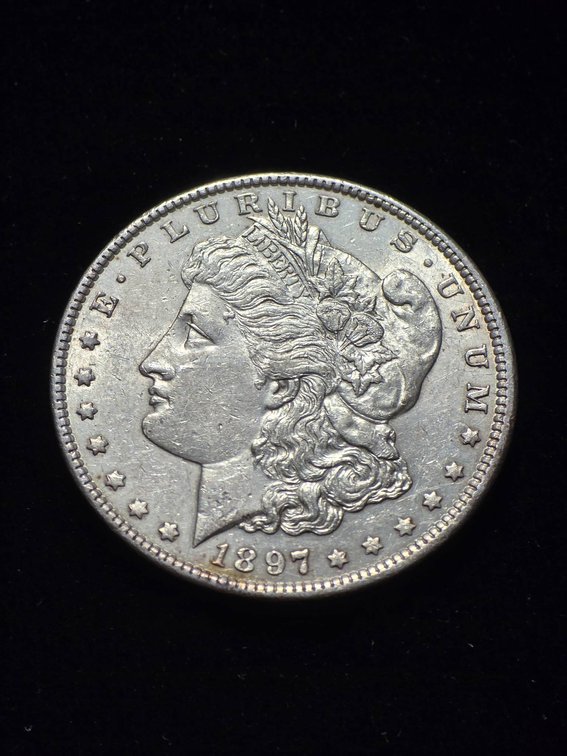 1897 Morgan Silver Dollar Coin with Estimated AU (About Uncirculated) Grade