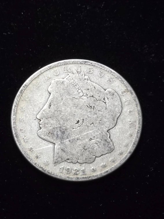 1921 Morgan Silver Dollar Coin, Estimated Grade: G