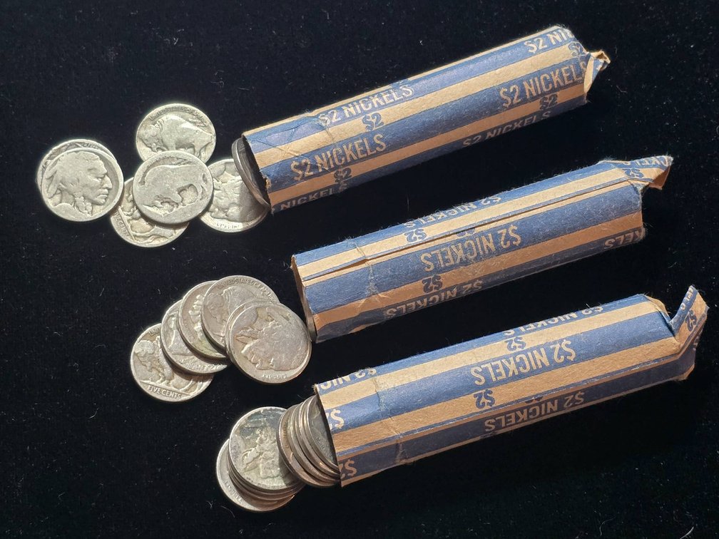 Rolls of Buffalo Nickels, Various Dates and Conditions