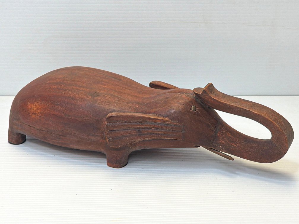 Mid-Century Carved Elephant Opium Pillow