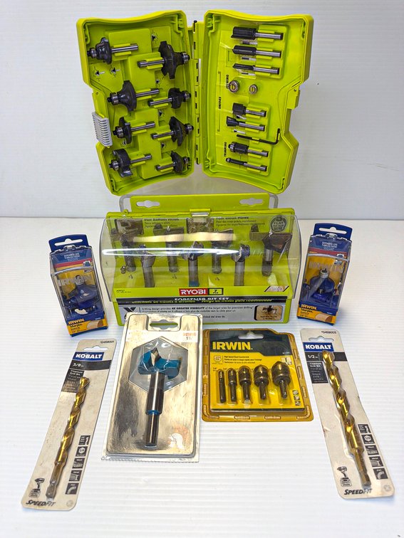 Drill and Router Bit Set with Ryobi, Irwin, and Kobalt Components