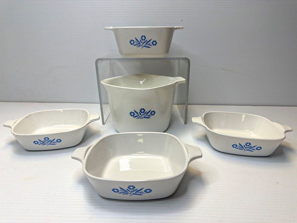 Corning Ware Blue Cornflower Baking Dishes and 1 Qt Saucemaker