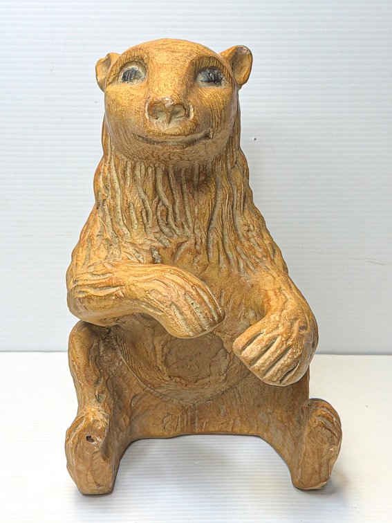 Terracotta Bear Sculpture, Signed ‘ODR