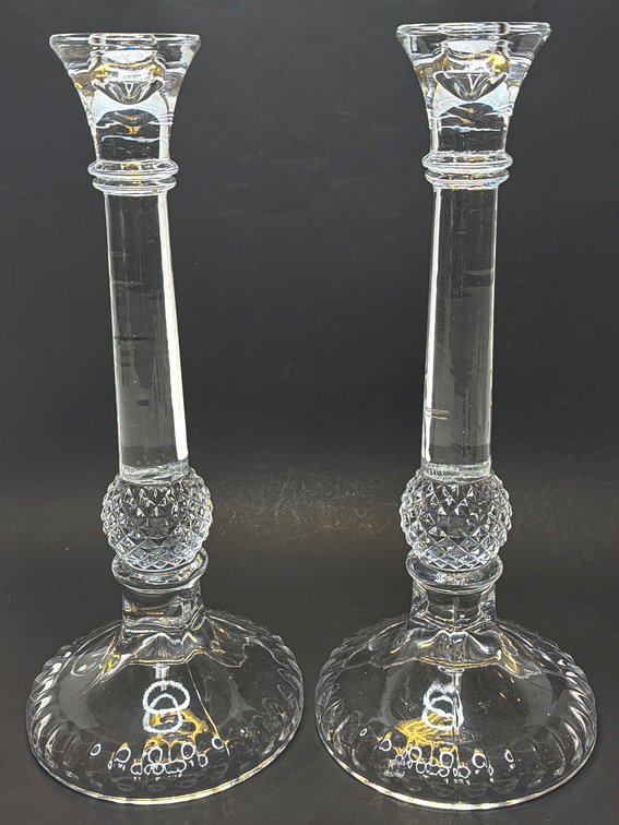 Tall Early American Cut Glass Candlesticks