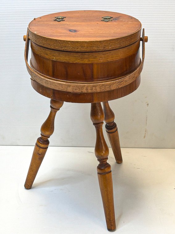 Vintage Wooden Sewing Basket