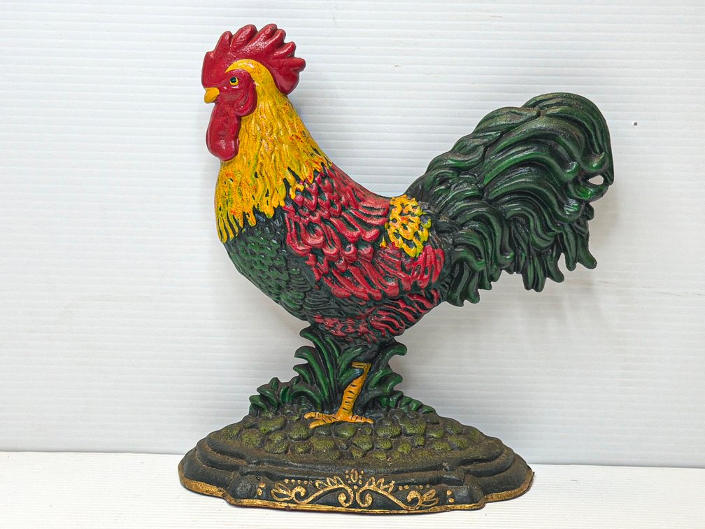 Large Cast-Iron Rooster Doorstop