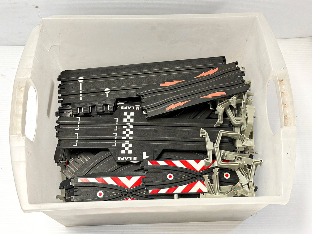 Aurora AFX Slot Car Accessories with 55 Track Pieces and 17 Bridge Supports