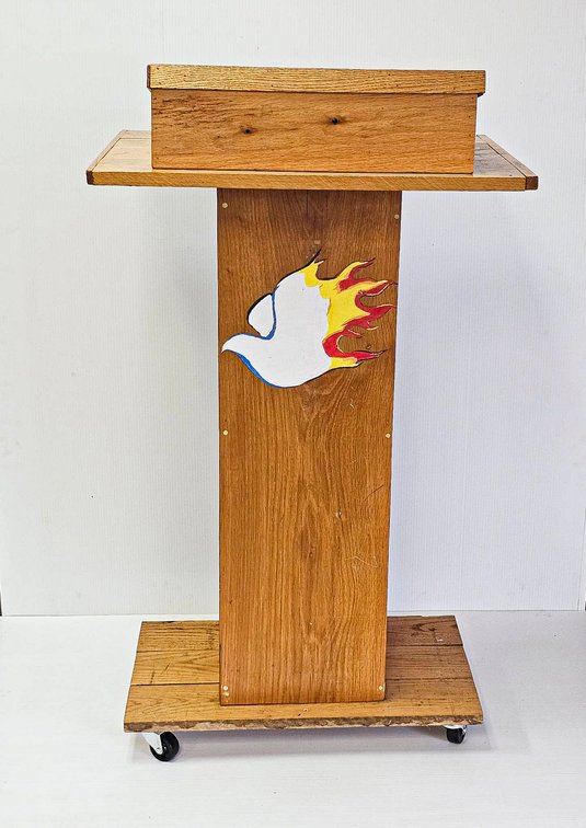 Wooden Podium on Casters