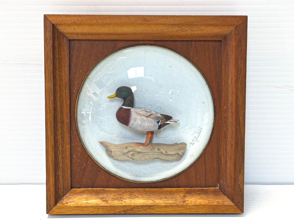 Mid-Century William ‘Bill’ Reinbold Carved Mallard Bubble Glass Diorama