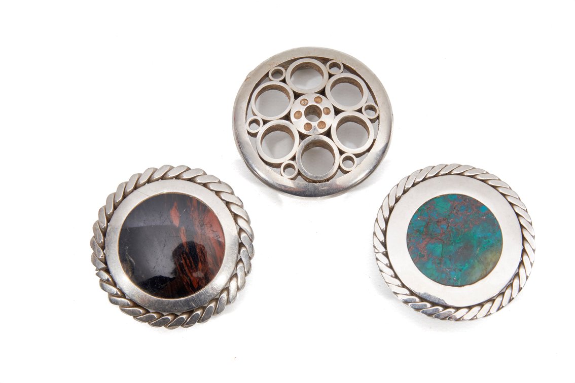 3 Belt Buckles w/ Stone Cabochons