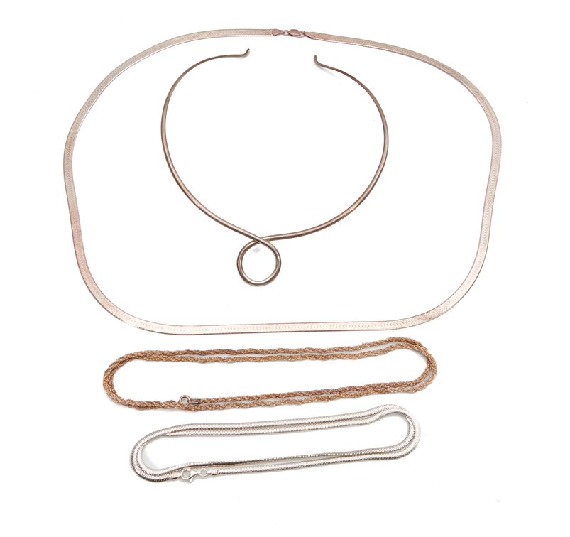Sterling Silver Chains & Collar- 74.29 Grams