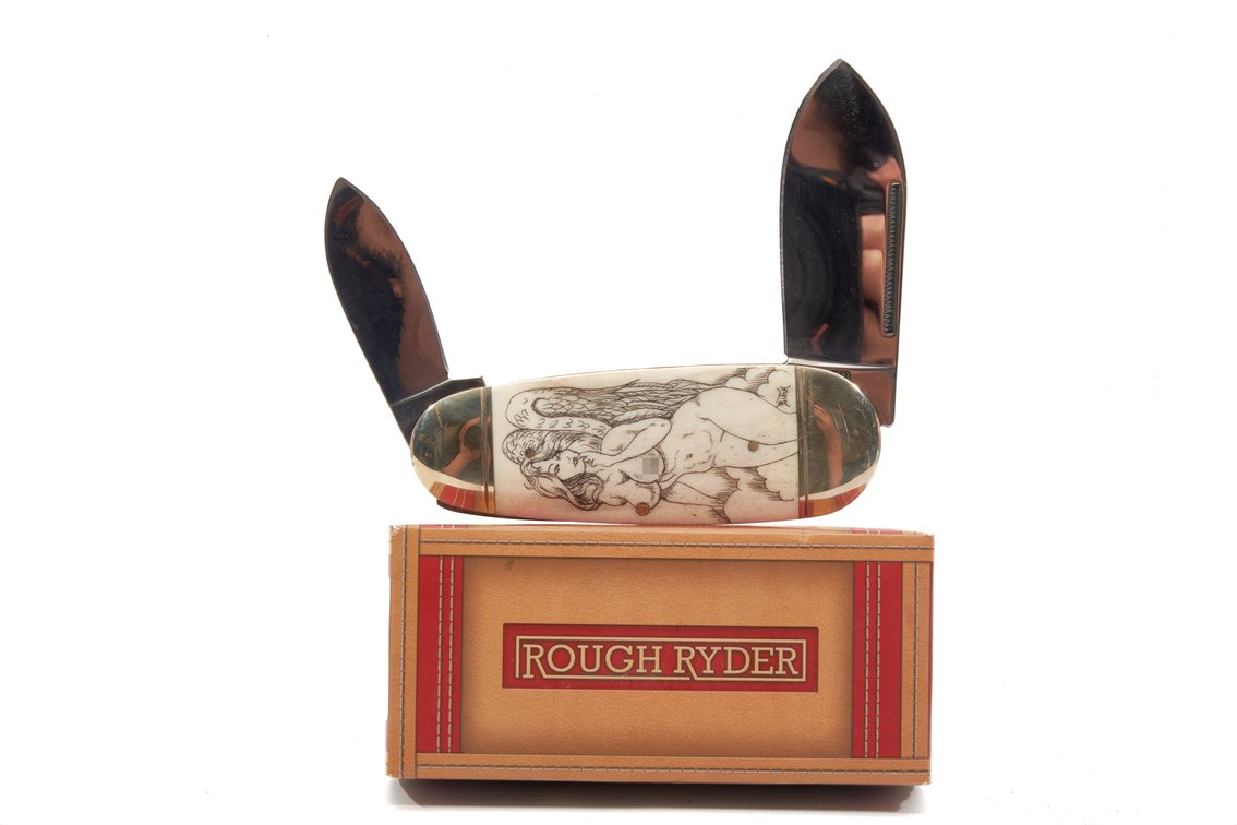 Custom Engraved Rough Rider Pocket Knife by Butch